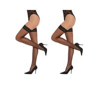 Fiore Luxury 8 Denier Sheer Hold Ups - Black 2 Pack - M