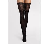 FiORE Notte Deep Lace top Hold Ups Patterned Gold Lurex Dots 40 Denier