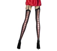 Fiore Valentis Stockings Patterned 40 Denier with Imitating Contrast Corset Lace Up Pattern