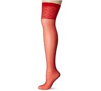 Fiore Vesper Exclusive Stockings with Back Seam Pattern,Designer Patterned 20 Den (4 - Large, Red)