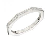 Fiorelli Silver Elegant Silver Octagon Ring R3796C - Size 52 - Sterling Silver / Zirconia