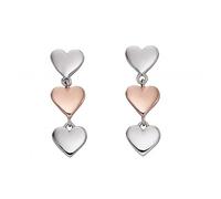 Fiorelli Silver Heart Mixed Metal Drop Earrings E5799 - Elegant - Sterling Silver / Rhodium Plated / Rose Gold Plated