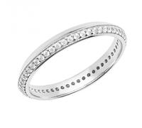 Fiorelli Silver Knife Edge Zirconia Eternity Ring R3818C - - Size 52 - Sterling Silver / Platinum Plated