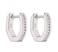 Fiorelli Silver Octagon Hoop Zirconia Earrings E6133C - Polished - Sterling Silver / Zirconia