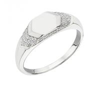 Fiorelli Silver Octagon Yellow Gold Plating Ring R3804 - Premium - Size 60 - Sterling Silver / Gold Plated