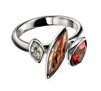 Fiorelli Silver Orange Champagne Clear Crystal Ring R3165