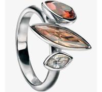 Fiorelli Silver Orange Champagne Clear Crystal Ring R3165