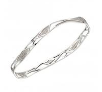 Fiorelli Silver Organic Cage Cubic Zirconia Bangle B5251C - - Sterling Silver / Rhodium Plated