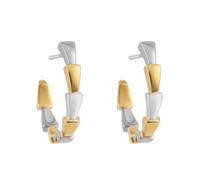 Fiorelli Silver Platinum Gold Earrings E6357 - Distinctive - Sterling Silver / Platinum 18ct Gold