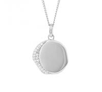 Fiorelli Silver Platinum Pendant P5323C - Timeless Design | - Sterling Silver / Platinum / Stone