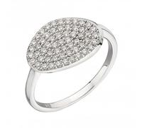 Fiorelli Silver Shape Full Pave Ring R3745C - Premium Finish | - Size 60 - Sterling Silver / Rhodium Plated