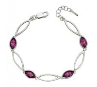 Fiorelli Silver Twist Navette Amethyst Crystal Bracelet B5210M - - Sterling Silver / Rhodium Plated