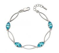 Fiorelli Silver Twist Navette Aqua Bohemia Crystal Bracelet - Sterling Silver / Rhodium Plated