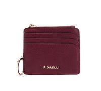 Fiorelli Women's Ciara Card Case, Credit Card Holder, Slim Wallet with Key Chain, Faux Leather, Port Red