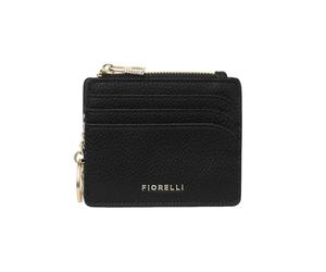 Fiorelli Women's Ciara Coin Purse, Credit Card Holder, Slim Wallet with Key Chain, Black Faux Leather