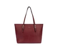 Fiorelli Women's Etta Buckle Tote Bag, Stylish Large Capacity Shoulder Handbag with Internal Pocket & Detachable Pouch, Faux Leather, Port Red