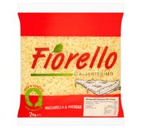 Fiorello Italianissimo Shredded Pizza Cheese 80% Mozzarella & 20% Cheddar 2kg | Professional Cheese Blend for Pizza, Pasta & Catering | High Melt & Stretch