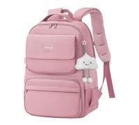 FIORETTO 25L School Bag for Girls & Teens, Womens Backpack Rucksack with Organized Pockets, Trolley Strap & Chest Buckle, Fits 15.6" Laptop, Ideal for School, Travel & Daily Use Pink