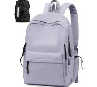 FIORETTO Backpack Womens School Bag Girls Boys, Lightweight Water-Resistant Fits 15.6” Laptop Large Capacity Rucksack with Rain Cover, Ideal for School College Commuting Travel Grey