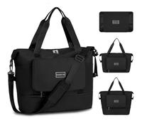 FIORETTO Designed for Ryanair Cabin Bags 40x20x25 Underseat Convertible Cabin Bag 45X36X20 for New Easyjet, Foldable Carry On Travel Weekend Overnight Duffle Hospital Hand Luggage Bag for Women Black