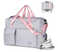 FIORETTO for Easyjet Airlines Cabin Bag 45x36x20 Underseat Travel Duffle Bag Holdall Tote Carry on Luggage Holdall for Women and Men with Shoulder Strap Grey&Pink
