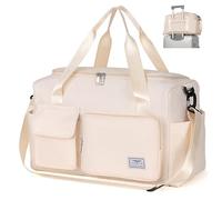 FIORETTO for Ryanair Airlines Cabin Bags 40x20x25 Underseat Travel Hand Luggage Carry on Bag Weekend Overnight Duffle Holdall Bag for Women and Men with Shoulder Strap Beige