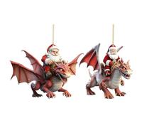 Fiorky 2 PCS Personalized Christmas Ornaments Santa Flying Dragon Acrylic Dinosaur Christmas Tree Decor Christmas Tree Hangings Ornament New Year Birthday Gifts for Wedding Holiday Pendants