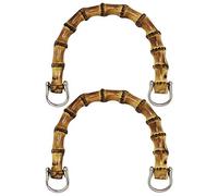 Fiorky 2PCS Bamboo with handles, Round and U-Shape Purse Bag Handles, Wooden Bamboo Rattan Bag Handles Replacement for DIY Handcrafted, s, Bags Accessories (15.5x11 cm)