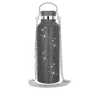 Fiorky 350ml/500ml/750ml Diamond Bottle with Chain Water Bottle Diamond Vacuum Flask Sparkling Glitter Bottles for Women Refillable High-end Insulated Bottle Stainless