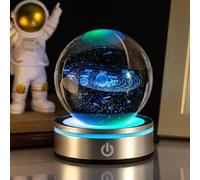 Fiorky 3D Crystal Ball Night Light, 8cm Solar System Crystal Ball Lamp Space Astronomy Gift USB Touch Galaxy Planet Glass Ball Lamp for Home Bedroom Decor
