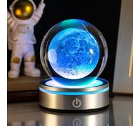 Fiorky 3D Crystal Ball Night Light, 8cm Solar System Crystal Ball Lamp Space Astronomy Gift USB Touch Galaxy Planet Glass Ball Lamp for Home Bedroom Decor