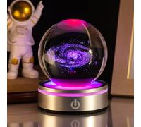 Fiorky 3D Crystal Ball Night Light, 8cm Solar System Crystal Ball Lamp Space Astronomy Gift USB Touch Galaxy Planet Glass Ball Lamp for Home Bedroom Decor