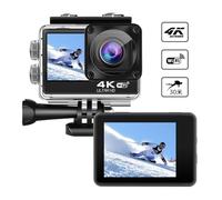 Fiorky 4K Action Camera - 30FPS 16MP WiFi Motorcycle Drive Recorder Waterproof Action Video Cam 170°Wide Angle Len Sports DV Cam 2.0+1.4 Inch Dual Screen for Outdoor Sports Cycling