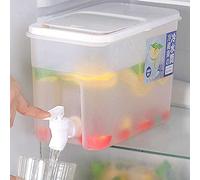 Fiorky 4L Beverage Dispenser with Tap, Refrigerator Cold Ice Kettle with Faucet Water Juice Lemonade Fruit Tea Bottle Refrigerator Cool Drinks Bucket Container for Making Teas and Juices