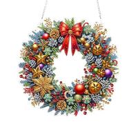 Fiorky 5D Diamond Painting Wreath Kits, Special Shape Christmas Wreath Cardinal Diamond Painting Dots Pendant Diamond Painting Rhinestone Diamond Art Pendants for ome Window Door Decor Gift