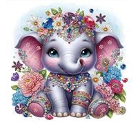 Fiorky 5D DIY Diamond Art Painting Kits Partial Special Shaped Cute Elephant Drill Diamond Painting Diamond Art Kits for Home Wall Decor Gifts