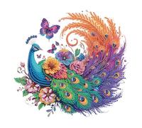 Fiorky 5D DIY Diamond Painting Kit by Number Partial Special Shaped Drill Diamond Painting Peacock for Home Wall Decor - 30x30cm