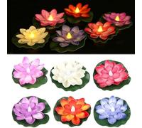 Fiorky 6Pcs LED Gradient Floating Lotus Lantern Waterproof Lotus Night Light for Decor