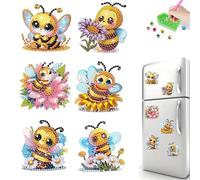 Fiorky 6Pcs Special Shape Diamond Painting Fridge Magnet White Fx Diamond Art Magnets Decals Diamond Painting Refrigerator Magnet for Fridge Whiteboards Car Mailbox Decor