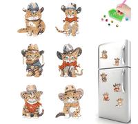Fiorky 6Pcs Special Shape Diamond Painting Fridge Magnet White Fx Diamond Art Magnets Decals Diamond Painting Refrigerator Magnet for Fridge Whiteboards Car Mailbox Decor