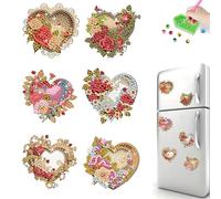 Fiorky 6Pcs Special Shape Diamond Painting Fridge Magnet White Fx Diamond Art Magnets Decals Diamond Painting Refrigerator Magnet for Fridge Whiteboards Car Mailbox Decor