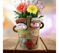Fiorky Abstract Beauty Face Flower Pot Ornaments Abstract Face Flower Pots Handmade Brutalist Beauty Resin Potted Plant Container Green Plant Potted Flower Basket for Home Art Garden Decor