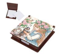 Fiorky Animals Diamond Painting Notecard Box Contains 160 Sheets of Paper Gem Painting Memo Pad Holder Mosaic Kit Rhinestones Post It Dispenser for Adults Beginners