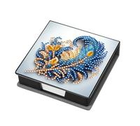 Fiorky Animals Leather Gem Art Sticky Note Holder Gem Painting Memo Pad Holder Mosaic Kit Rhinestones Post It Dispenser Diamond Art Note Box with 160 Sheets of Paper for Adults Beginners
