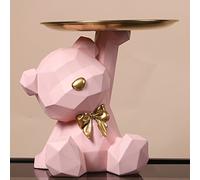 Fiorky Bear Figurine, Geometric Bear Storage Tray Statue Resin Key Holder Figurine, Cute Bear Ornament Key Snack Holder, Modern Art Decor Bear Sculpture for Home Living Room Office