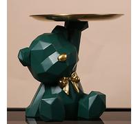 Fiorky Bear Figurine, Geometric Bear Storage Tray Statue Resin Key Holder Figurine, Cute Bear Ornament Key Snack Holder, Modern Art Decor Bear Sculpture for Home Living Room Office