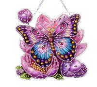 Fiorky Butterfly Diamond Painting Hanging Pendant Colorful Acrylic Diamond Painting Hanging Sign Animal Diamond Painting Hanging Decor Home Windows Decor for Kid DIY Craft