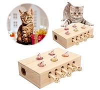 Fiorky Cat Toys, Corrugated Cardboard Cat Scratcher, Cats Whack A Mole Game Cat Pop Up Toy 3/5-Holed Whack A Mole Cat Toy Funny Wooden Hunting Toy Box Interactive for Cats Kitten Exercise