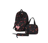 Fiorky Cherry Printed Backpack Set with Lunch Bag 3 Pieces Bags for Teens Girls Boys, Simple Lightweight Bookbag Travel Rucksack Backpack Schools Outdoor Backpacks