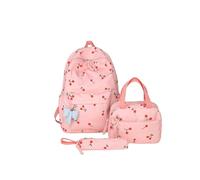 Fiorky Cherry Printed Backpack Set with Lunch Bag 3 Pieces Bags for Teens Girls Boys, Simple Lightweight Bookbag Travel Rucksack Backpack Schools Outdoor Backpacks